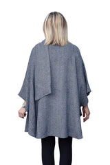 Womens Herringbone cape scarf collar back view