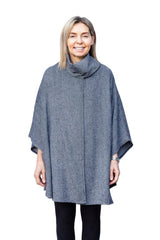 Womens Herringbone cape scarf collar front view