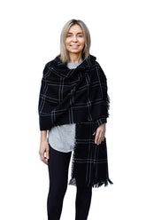Womens Mila scarf black white long