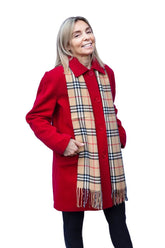 Womens Scarf jacket red mid length wool