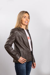 Womens Zara khaki leather jacket