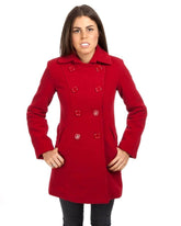 Womens double breasted fashion red mid length jacket