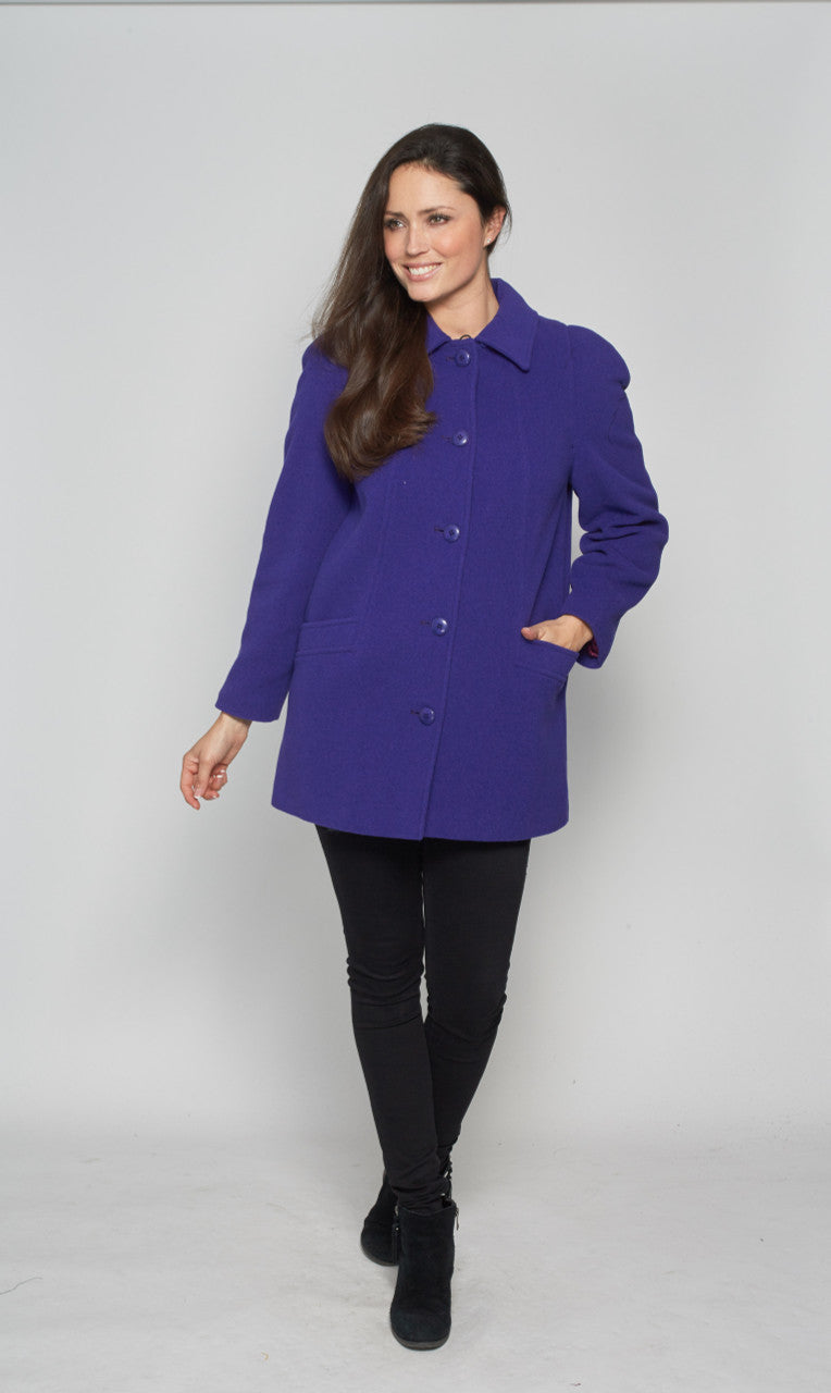 Car - Single Breasted Womens Cashmere Wool Car Coat