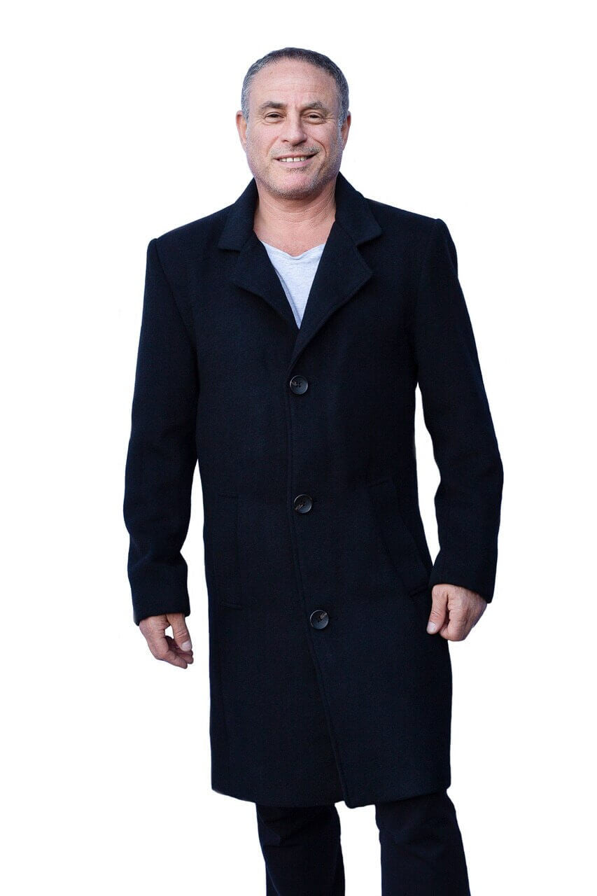 Mens black mid length classic 43 wool jacket