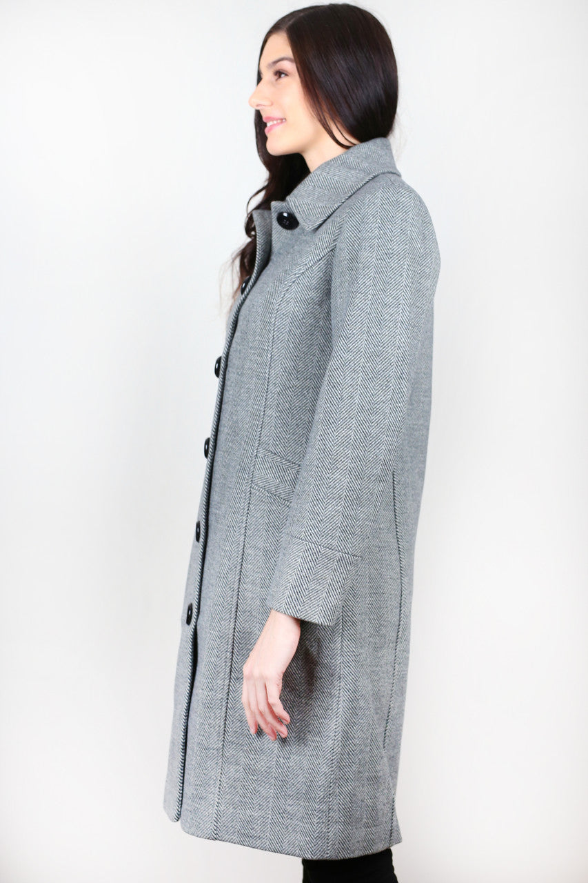 Betty - Long Tweed Wool Womens Coat