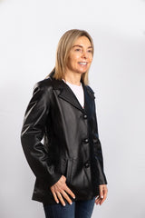 Womens Ena black leather jacket