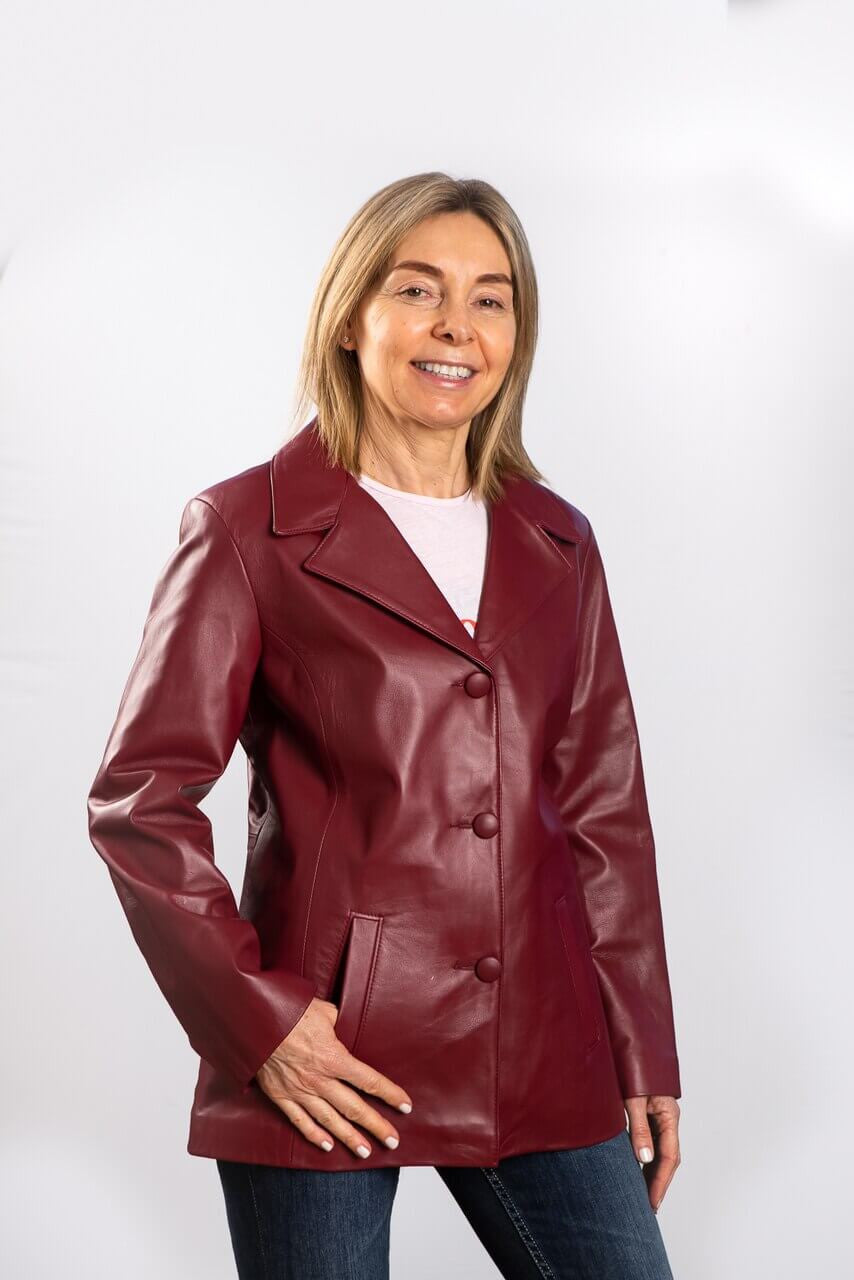 Womens Ena red leather jacket