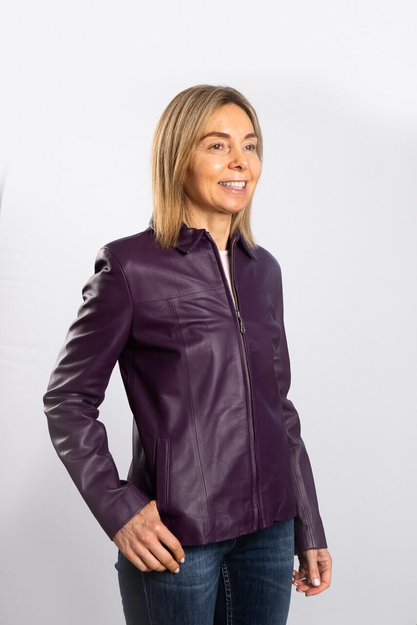 Womens Zara purple leather jacket