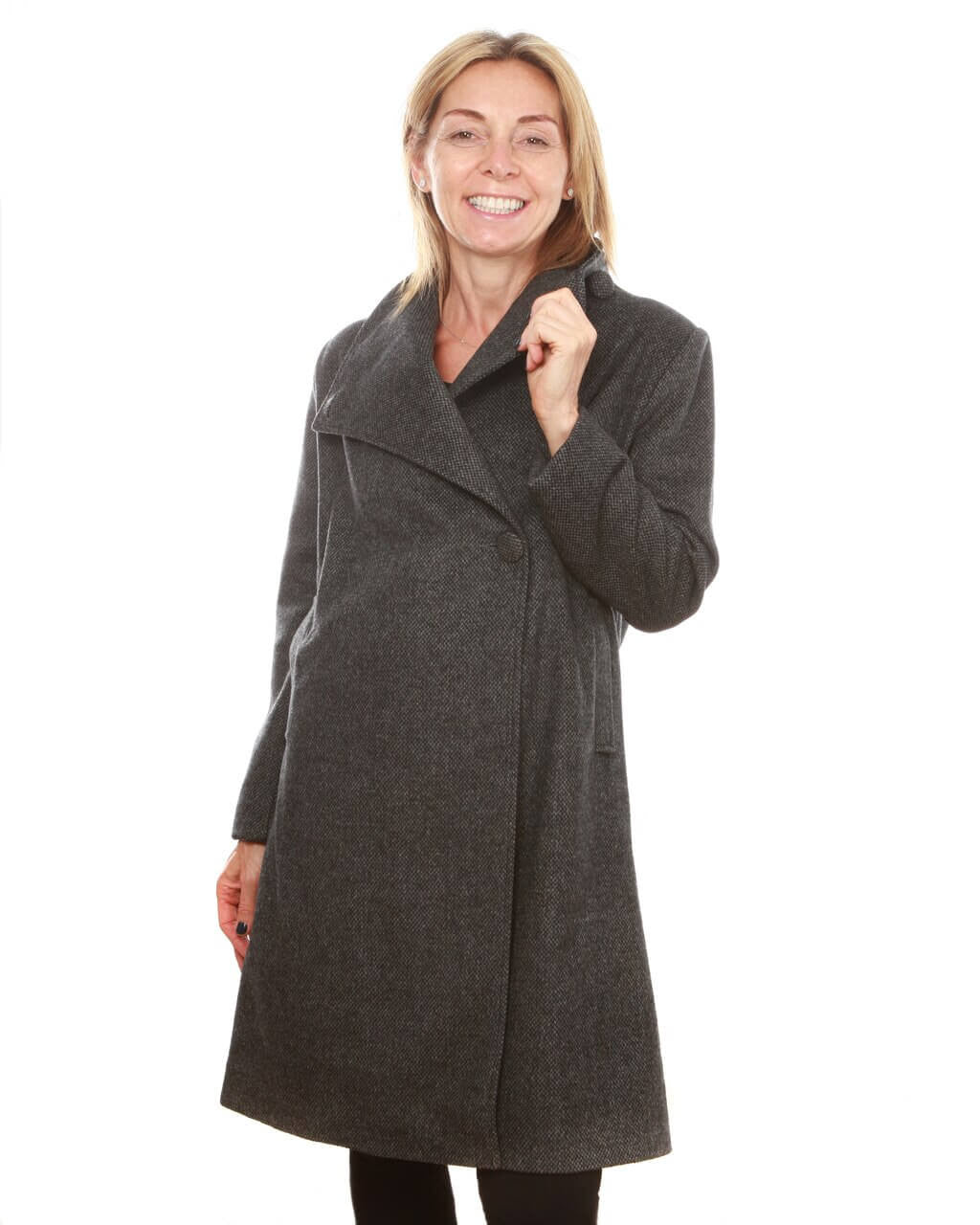 Womens cashmere wool herringbone Crossover 68 jacket
