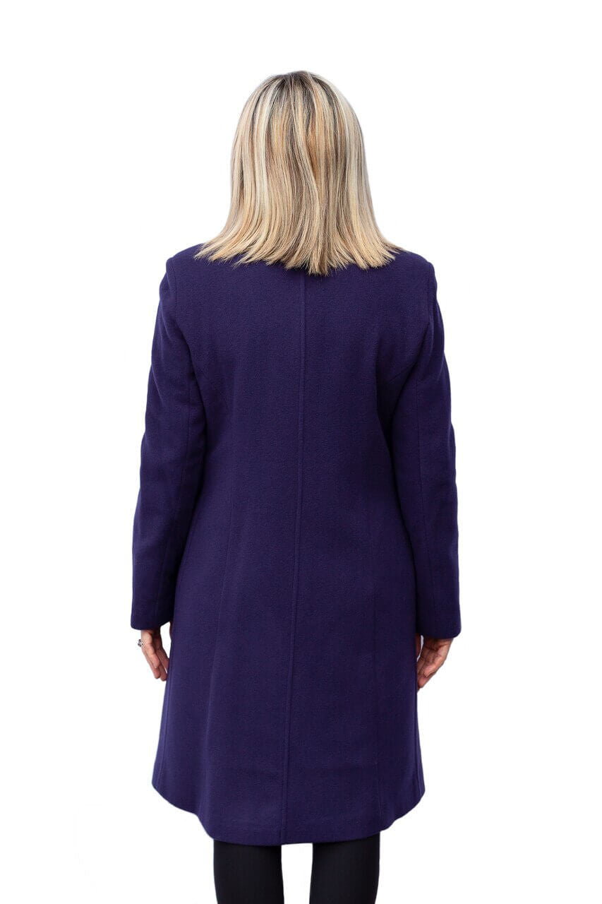 Womens cashmere wool purple Crossover 68 jacket back view