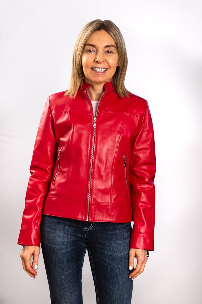 Womens Chloe red leather jacket