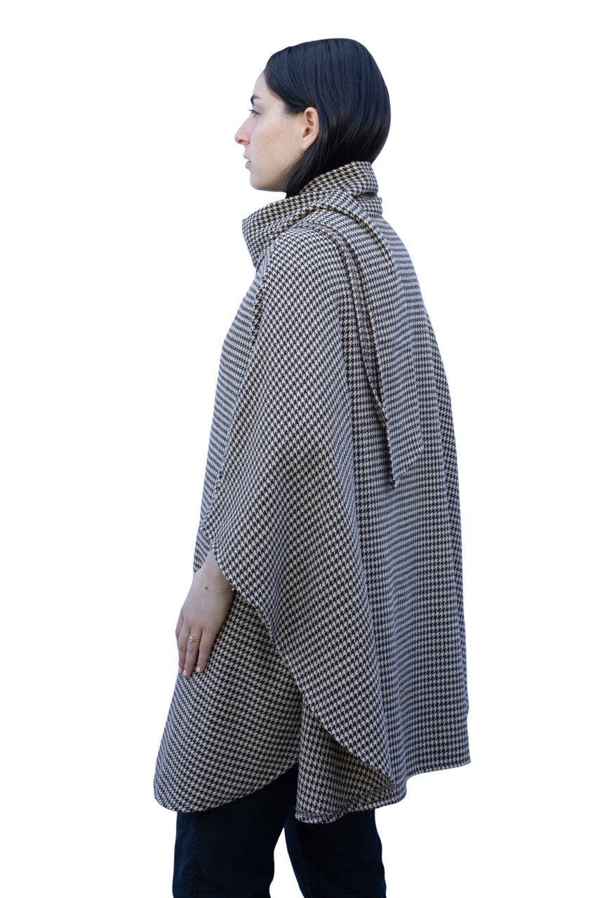 Houndstooth Cape - Mid Length Womens Cape