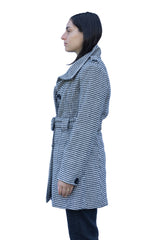 Overload Houndstooth - Double Breasted Belted Womens Coat
